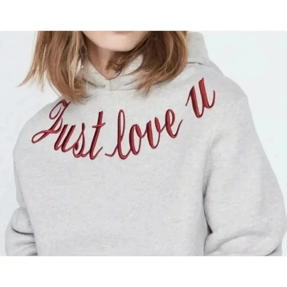 Sandro Paris Just Love U Hoodie Grey Size 2 - Picture 3 of 12